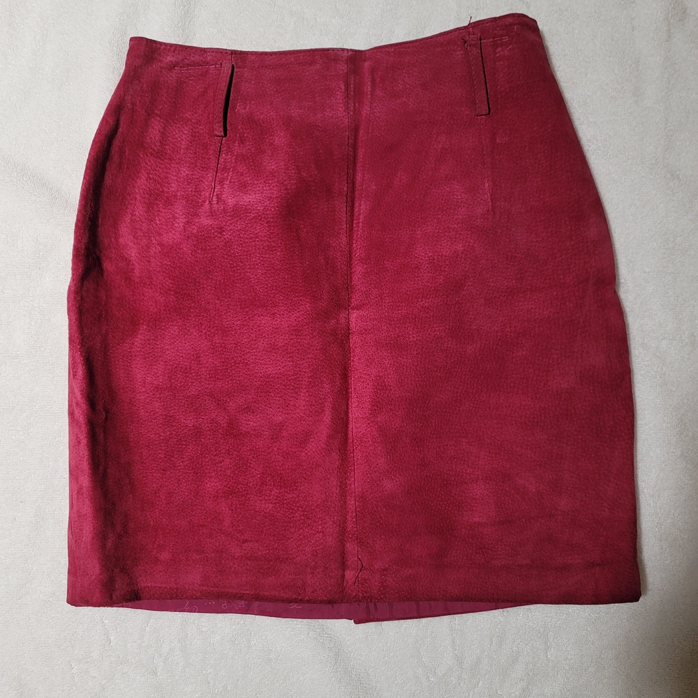 Vintage Express Maroon Suede Skirt - Picture 6 of 11